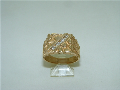14k yellow gold diamond nugget ring