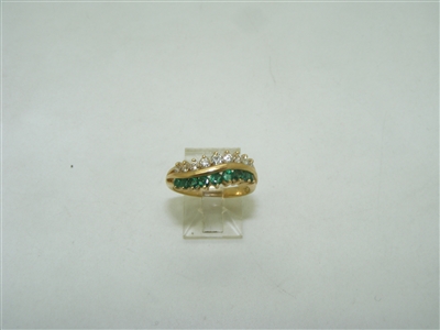 18k yellow gold natural emerald and diamonds
