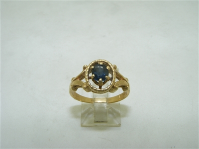 14k yellow gold Natural oval blue sapphire ring
