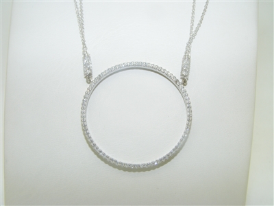 Big Open Diamond Circle double chain necklace