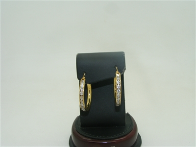 14k yellow gold cubic zircon hoop earrings