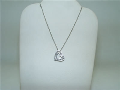 14k White gold Heart pendant with chain