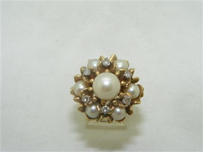 Vintage Diamond Ring With Pearls
