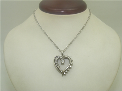 Gorgeous 14k White Gold Diamond Heart Necklace