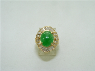 18k Natural Apple Green Jade with Diamonds