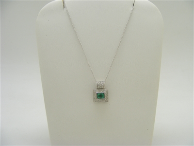 18k white gold Colombian oval emerald with diamonds
