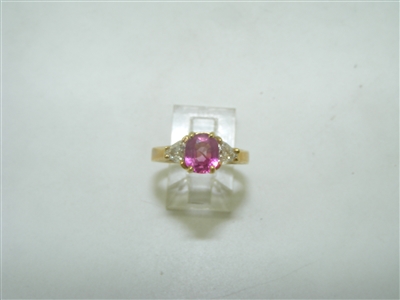 18k yellow gold diamond and natural ruby ring