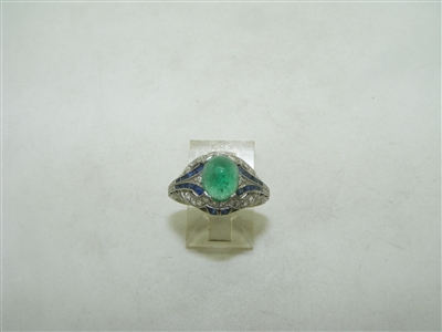 Victorian Platinum Colombian Emerald Ring