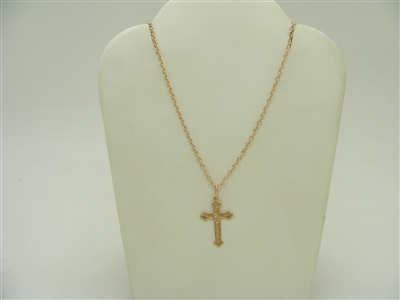 14k Rose Gold Cross Necklace