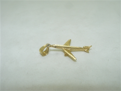 14k yellow gold Airplane pendant