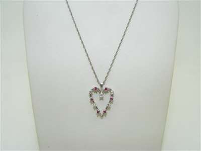 Diamond & Ruby Heart Shape Pendant with Chain