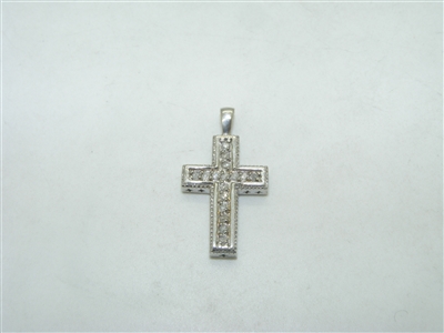 10k White Gold Diamond Cross