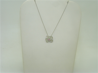 14k white gold diamond rose pendant with chain