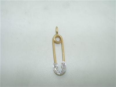 14k yellow and white gold baby diaper pin pendant