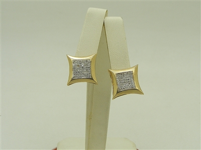 14k Yellow & White Gold Unisex Diamond Square Earrings