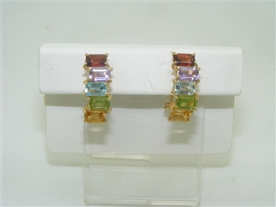 14k yellow gold multi color stone earrings (clips)