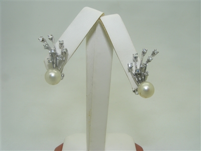 Vintage Diamond pearl clip on earrings