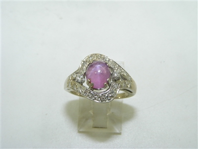 Vintage Pinkish red natural star Burmese ruby diamond ring