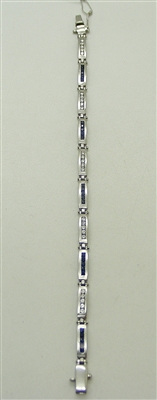 18k White Gold Natural Blue Sapphire & Diamond Tennis Bracelet