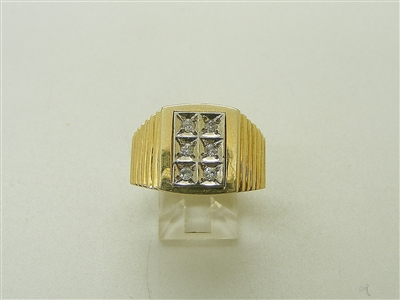14K 2 Tone Yellow & White Gold Mens Diamond Ring