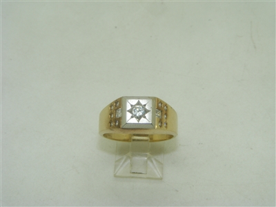 Beautiful 14k yellow  and white gold cubic zircon ring