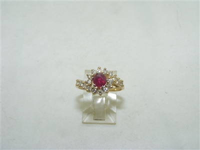 14k yellow gold diamond and natural ruby
