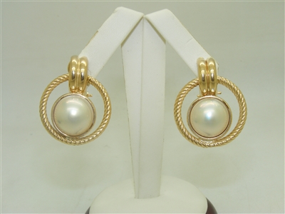 14k Yellow Gold French Back Pearl Earrings
