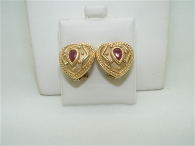 Natural Ruby heart earring