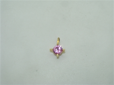 14k yellow gold pink tourmaline pendant