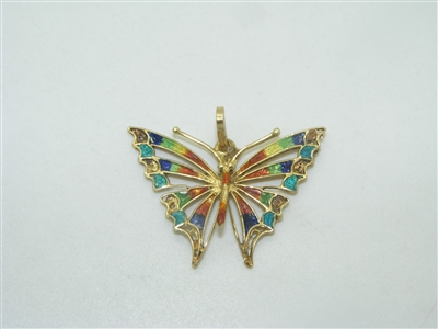 multi color enamel butterfly pendant