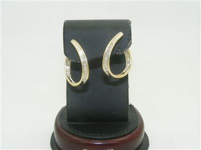 14k yellow gold diamond hoop earrings