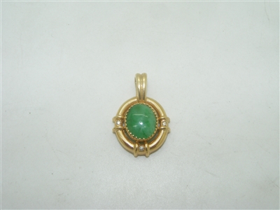 14k yellow gold jade with diamonds pendant