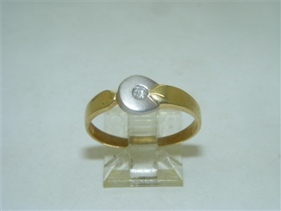18k Yellow And White Gold Single Diamond Ring