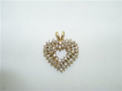 14k yellow gold diamond heart pendant