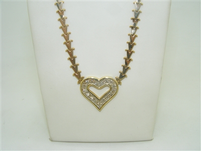 14k yellow gold heart necklace with diamonds