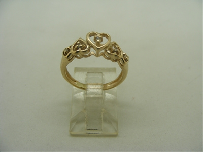 14k yellow gold open heart diamond ring
