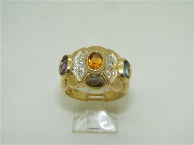 multi color stone and diamond ring