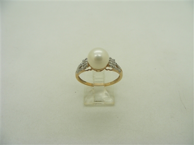 14k yellow gold white culture diamond pearl