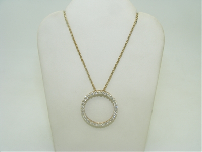 14k yellow gold necklace circle diamond pendant