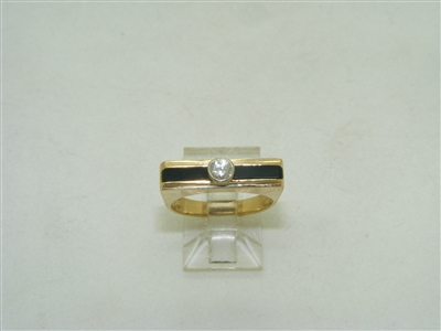 14k yellow gold onyx and diamond ring