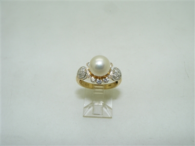 14k yellow gold cultured pearl cubic zircon