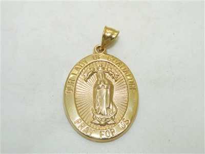 Our Lady Of Guadalupe Pray For Us Yellow Gold Pendant