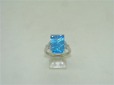 14k white gold blue topaz diamond ring