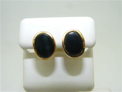 18k yellow gold black onyx earrings