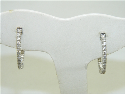 14k white Gold Core Lock Diamond Hoops