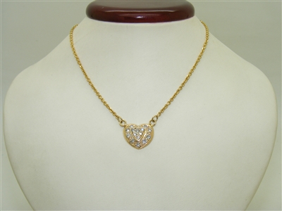 14k Yellow Gold Heart Diamond Necklace