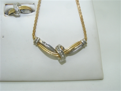 Two Tone Diamond Necklace & Ring Set