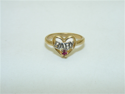 Yellow Gold Ruby Baby Ring/Pendant