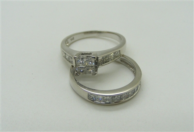 1.4 Ct (total weight) Princess Cut Engagement Ring Set