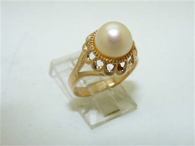 14k Rose Gold Cultured Pearl Ring